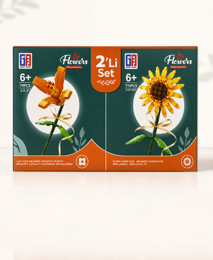 2’li Set Lily & Ayçiçeği Çiçek Blok Seti