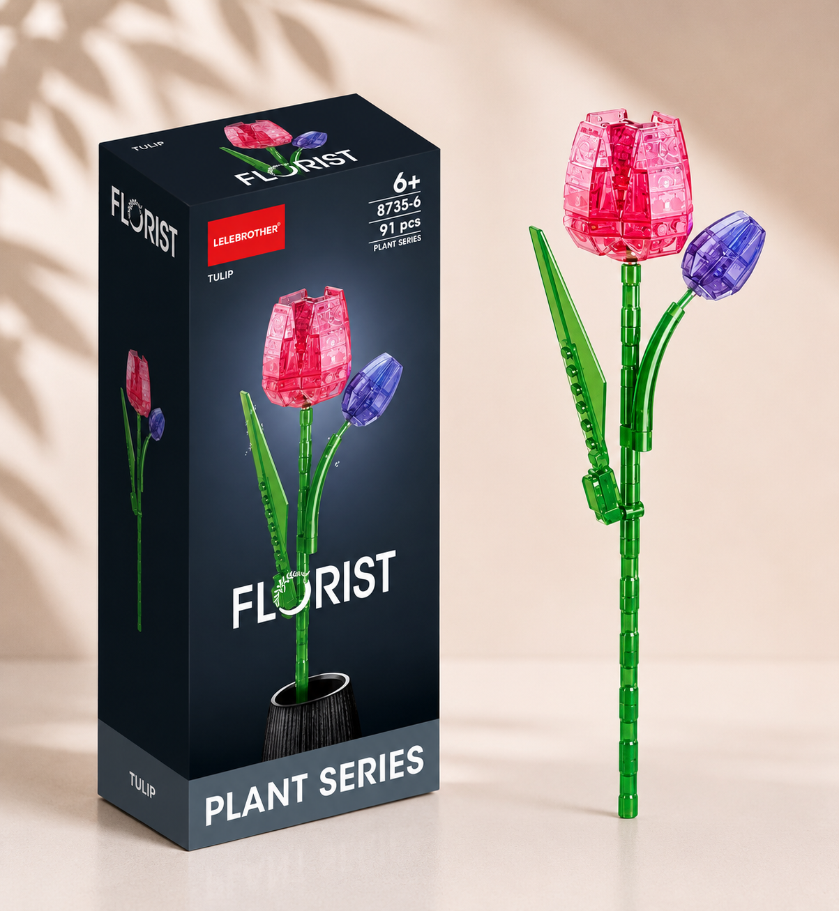 Çift Renkli Lale Blok Çiçek – Dekoratif Solmayan Çiçek Modeli