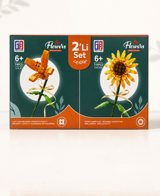 2’li Set Lily & Ayçiçeği Çiçek Blok Seti