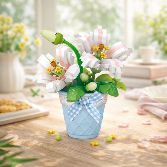 🌼 Saksıda Beyaz Zambak Çiçeği Blok Seti