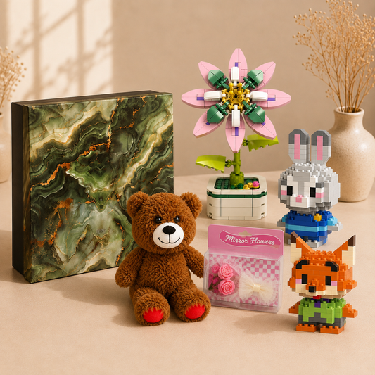 Minbricks Özel 20 CM Tatlı Peluş Ayılı Romantik Hediye Kutusu