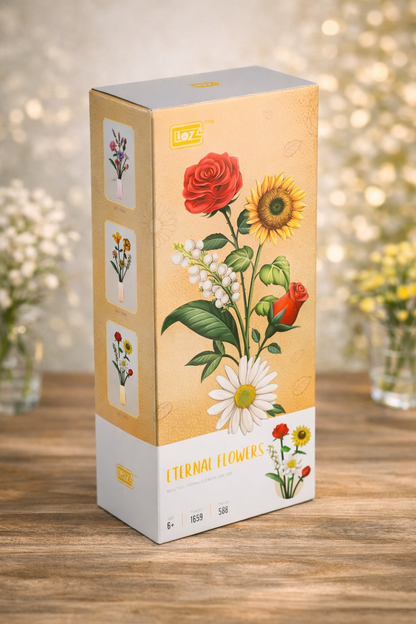 🌹 Gül, Ayçiçeği & Papatya Karışık Çiçek Blok Seti