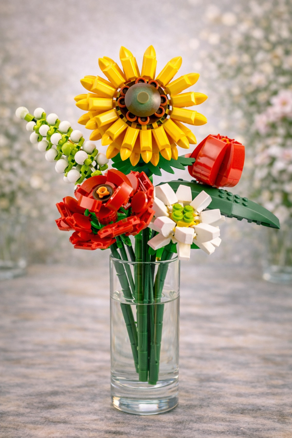 🌹 Gül, Ayçiçeği & Papatya Karışık Çiçek Blok Seti